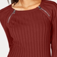 Blusa feminina com decote raglan e joia INC International Concepts, vermelha, tamanho X-S