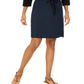Saia de Tencel com Cordão Feminino Style &amp; Co Azul Tamanho Grande