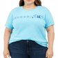 Camiseta feminina Mighty Fine Trendy Plus Cotton Frozen Boyfriend, azul, tamanho 3X