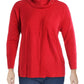 JM Collection Suéter feminino plus size com cadarço e acabamento canelado, vermelho, tamanho 0X