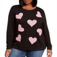 Moletom feminino plus size com lantejoulas e coração da INC International Concepts, preto, tamanho 0X