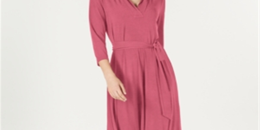Vestido feminino sólido MIDI Charter Club rosa tamanho pequeno XL