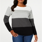 Karen Scott Suéter Feminino Colorblocked Cinza Tamanho Médio