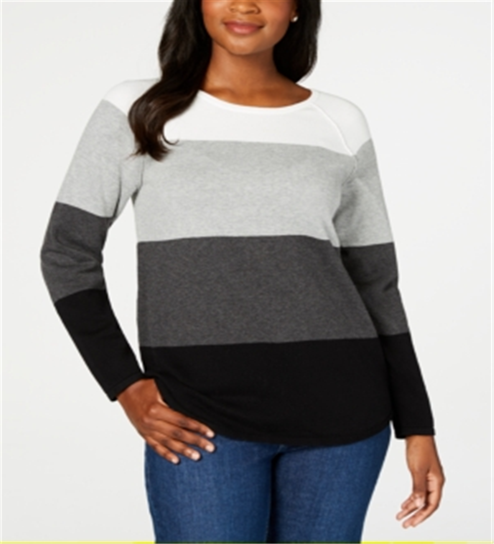 Karen Scott Suéter Feminino Colorblocked Cinza Tamanho Médio