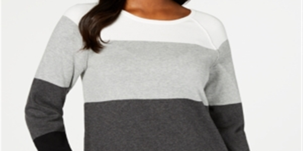 Karen Scott Suéter Feminino Colorblocked Cinza Tamanho Médio