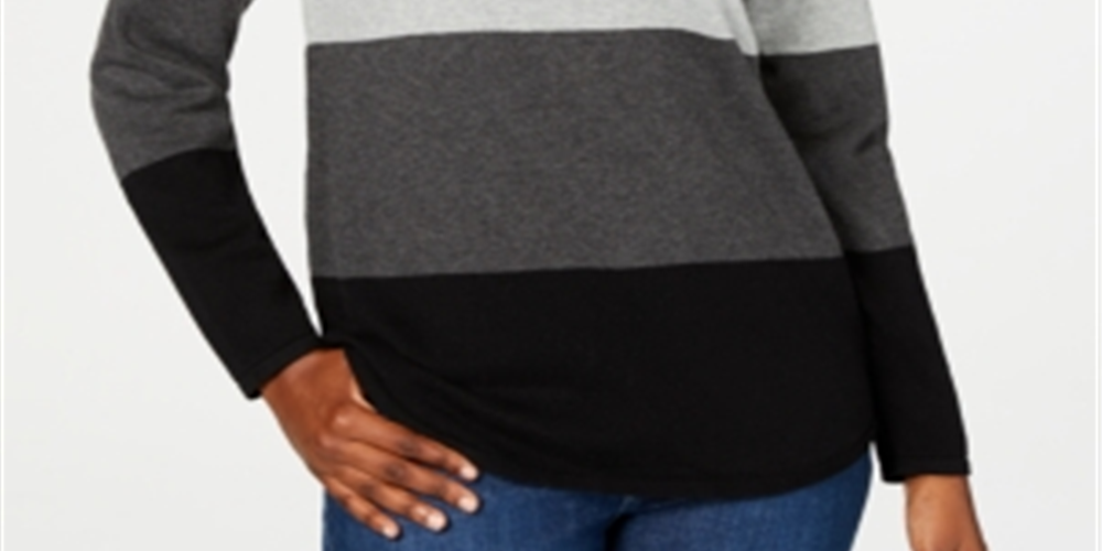 Karen Scott Suéter Feminino Colorblocked Cinza Tamanho Médio