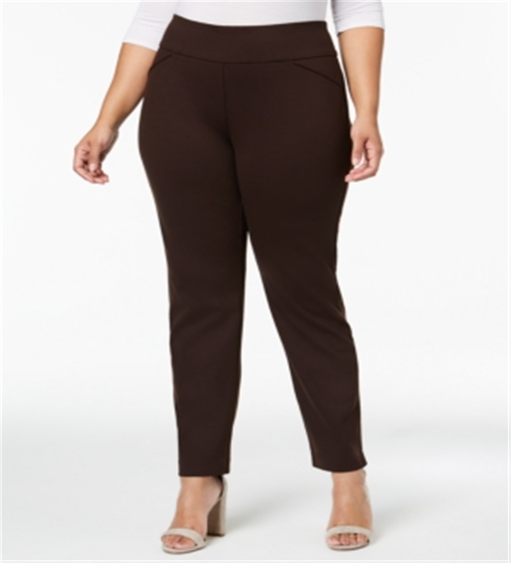 Calça de malha Ponte Plus Feminina Charter Club Chocolate Escuro Tamanho 14 W