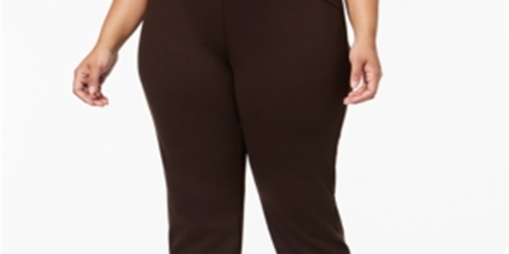 Calça de malha Ponte Plus Feminina Charter Club Chocolate Escuro Tamanho 14 W