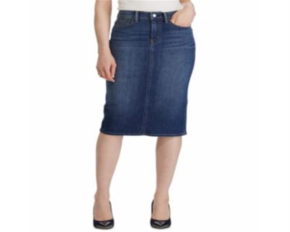 Saia jeans feminina Ralph Lauren Curvy Sculpted azul tamanho 8