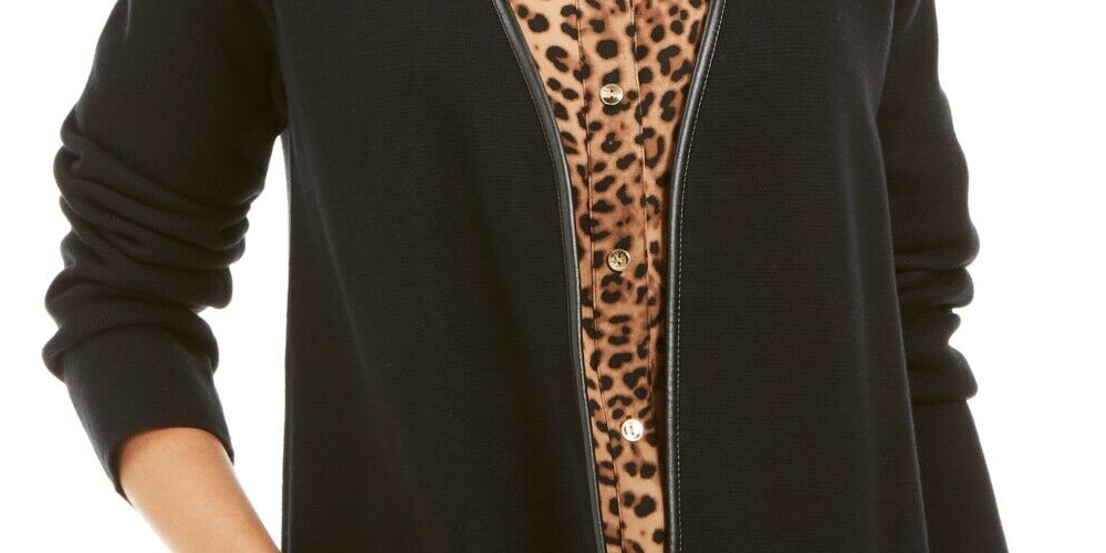 Cardigan feminino Charter Club com zíper frontal aberto, preto, tamanho XX-G