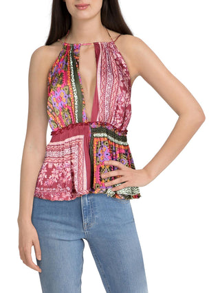 Blusa Halter Bellini Patchwork Feminina Free People Roxa Tamanho Grande