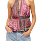 Blusa Halter Bellini Patchwork Feminina Free People Roxa Tamanho Grande