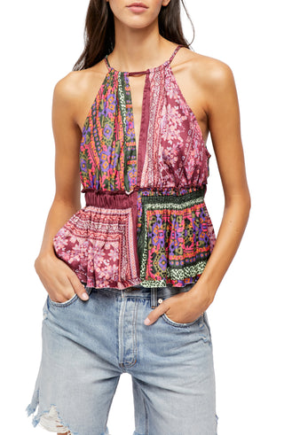 Blusa Halter Bellini Patchwork Feminina Free People Roxa Tamanho Grande