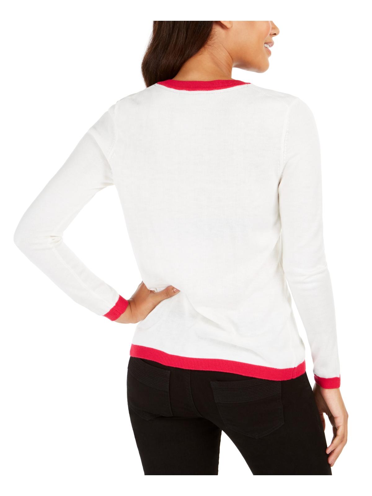 Tommy Hilfiger Suéter Feminino Love Graphic Contrast Trim Branco Tamanho Grande