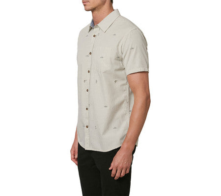 Camisa de manga curta masculina O'Neill Reel Life com botões - Cinza, tamanho M