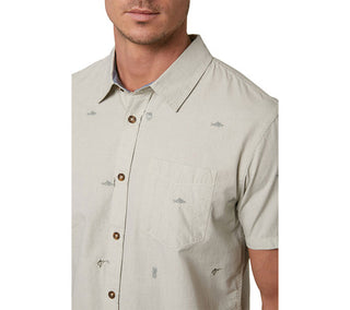 Camisa de manga curta masculina O'Neill Reel Life com botões - Cinza, tamanho M