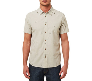 Camisa de manga curta masculina O'Neill Reel Life com botões - Cinza, tamanho M