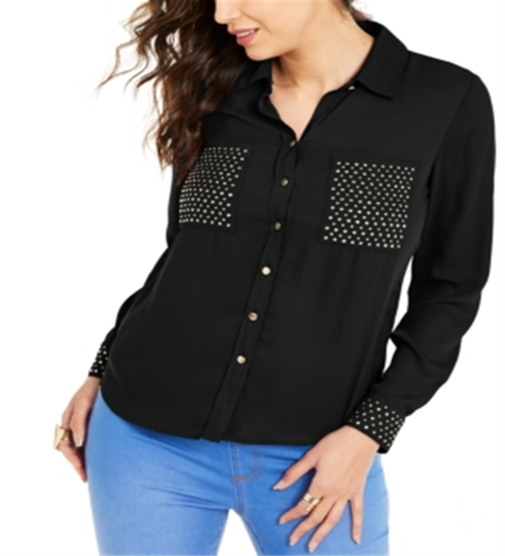 Thalia Sodi Women's Studded Shirt Black Size X-Small