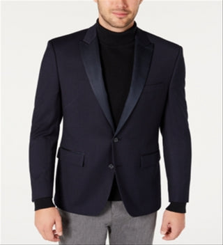 Ryan Seacrest Distinction Modern Grid Pattern smoking masculino azul tamanho 42