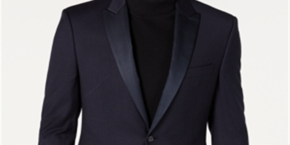 Ryan Seacrest Distinction Modern Grid Pattern smoking masculino azul tamanho 42