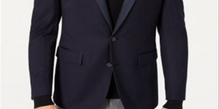 Ryan Seacrest Distinction Modern Grid Pattern smoking masculino azul tamanho 42