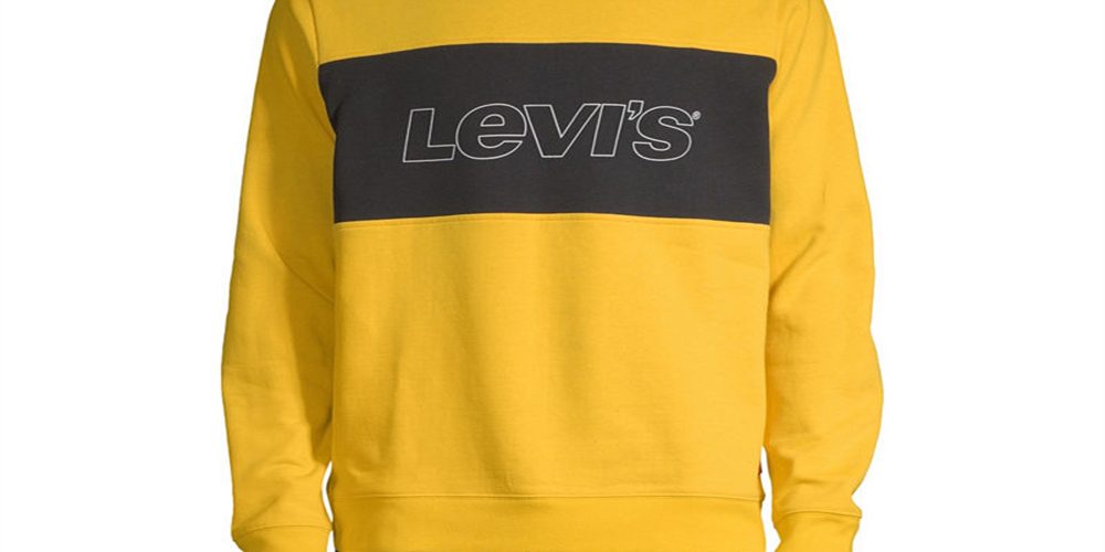 Moletom masculino Levi's com gola redonda e logotipo, amarelo, tamanho XX-G