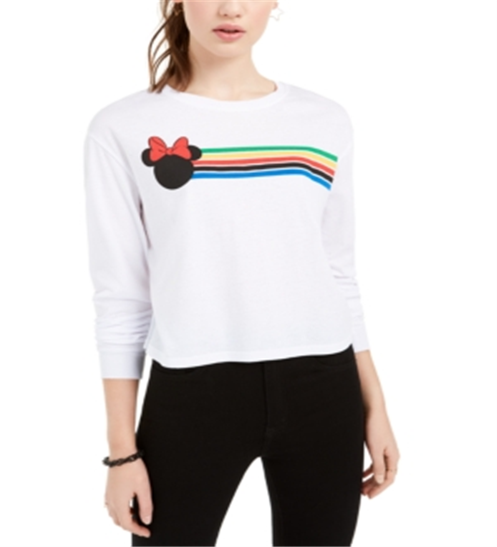 Camiseta de manga comprida com estampa gráfica Disney Junior, tamanho X-G, branca