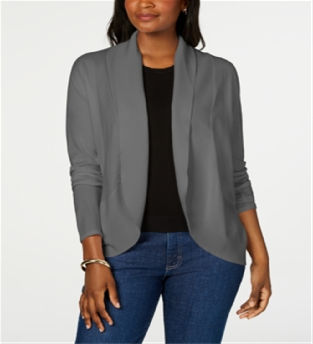 Karen Scott Cardigan Feminino Frente Aberta Cinza Tamanho Grande