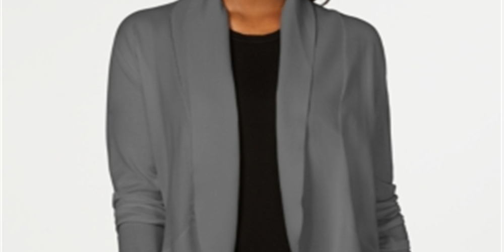 Karen Scott Cardigan Feminino Frente Aberta Cinza Tamanho Grande