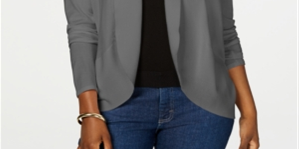 Karen Scott Cardigan Feminino Frente Aberta Cinza Tamanho Grande
