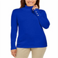 JM Collection Suéter Feminino com Mangas Apertadas e Gola Alta Azul Tamanho Grande