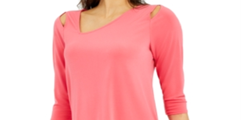 Blusa assimétrica com ombros descobertos Alfani feminina, rosa, tamanho G