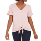 Blusa feminina com mangas bufantes e amarração frontal, estilo &amp; co, rosa, tamanho médio