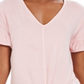 Blusa feminina com mangas bufantes e amarração frontal, estilo &amp; co, rosa, tamanho médio