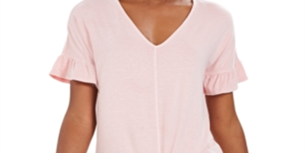 Blusa feminina com mangas bufantes e amarração frontal, estilo &amp; co, rosa, tamanho médio