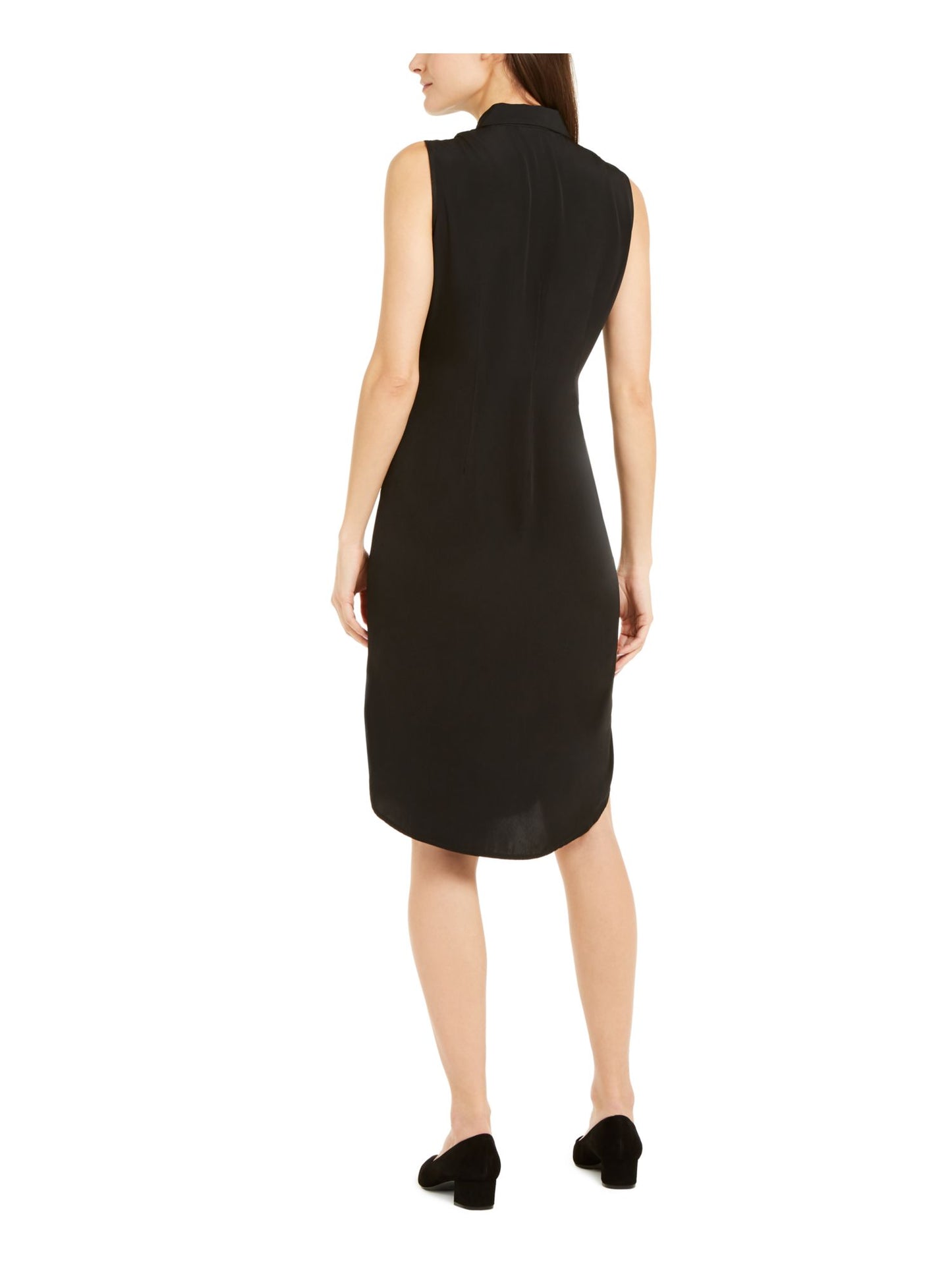 Vestido formal feminino Alfani, sem mangas, gola redonda, abaixo do joelho, preto, tamanho 4