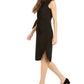 Vestido formal feminino Alfani, sem mangas, gola redonda, abaixo do joelho, preto, tamanho 4