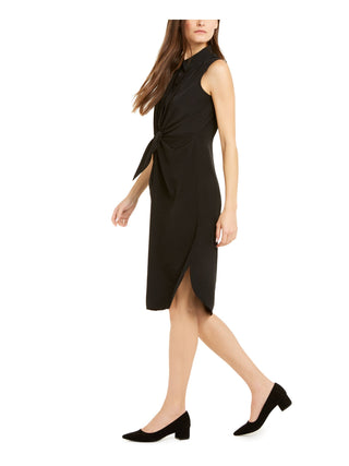 Vestido formal feminino Alfani, sem mangas, gola redonda, abaixo do joelho, preto, tamanho 4