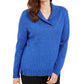 Karen Scott Suéter Feminino Manga Longa Canelado Gola Xale Azul Tamanho XS