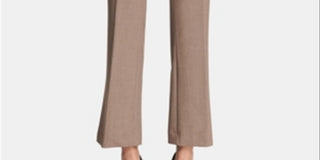 Calça feminina Calvin Klein com zíper e bolsos para usar no trabalho, perna reta, marrom, tamanho 8, pequena