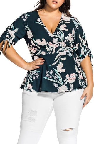 City Chic Fresh Fields Azul Feminino Tamanho 18W