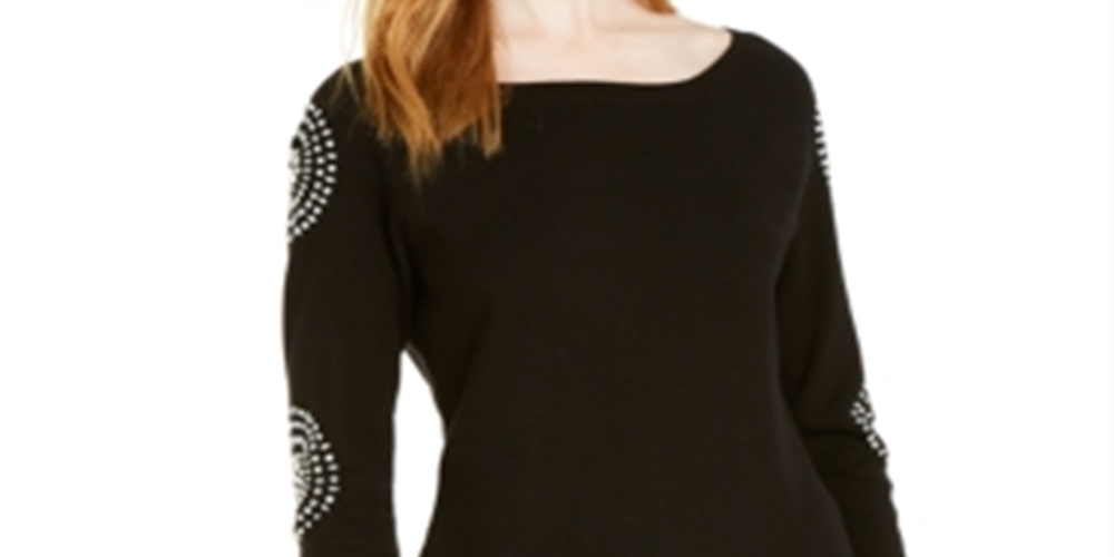 Túnica feminina com manga medalhão da INC International Concepts, preta, tamanho pequeno G