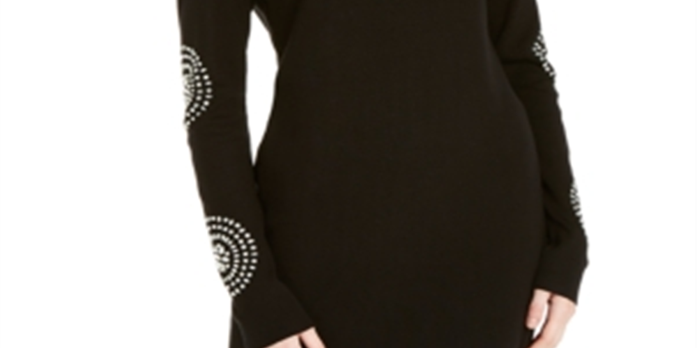 Túnica feminina com manga medalhão da INC International Concepts, preta, tamanho pequeno G