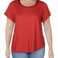 Camiseta feminina Alfani com acabamento em cetim, tamanho 2X, vermelha
