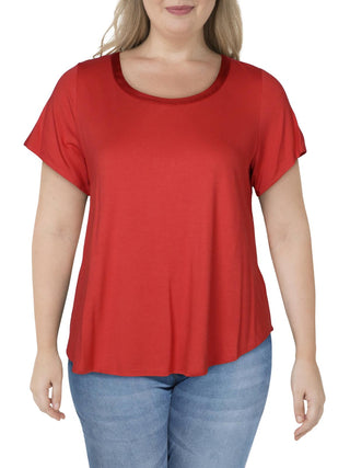 Camiseta feminina Alfani com acabamento em cetim, tamanho 2X, vermelha