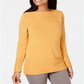 Karen Scott Suéter Feminino de Algodão com Gola Canoa Amarelo Tamanho Médio