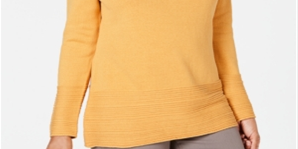 Karen Scott Suéter Feminino de Algodão com Gola Canoa Amarelo Tamanho Médio