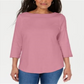 Blusa feminina Karen Scott com acabamento em renda e algodão, rosa, tamanho médio