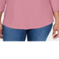 Blusa feminina Karen Scott com acabamento em renda e algodão, rosa, tamanho médio