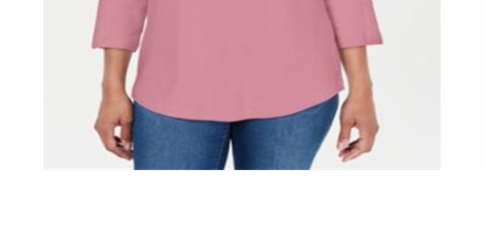 Blusa feminina Karen Scott com acabamento em renda e algodão, rosa, tamanho médio